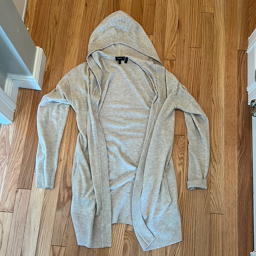 Theory Longline hooded cardigan